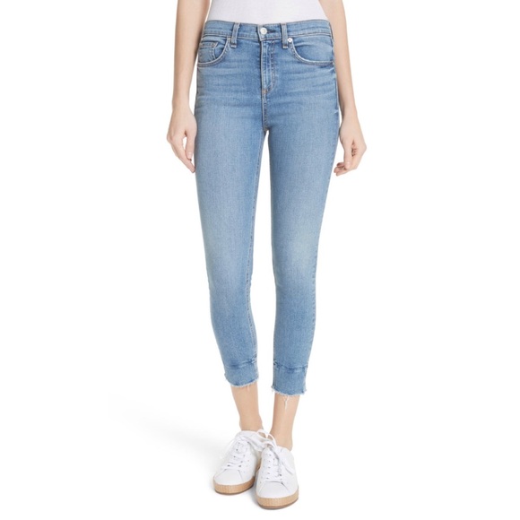 Rag & bone high rise waist ankle skinny crop cropped light blue jeans pants - Picture 2 of 13